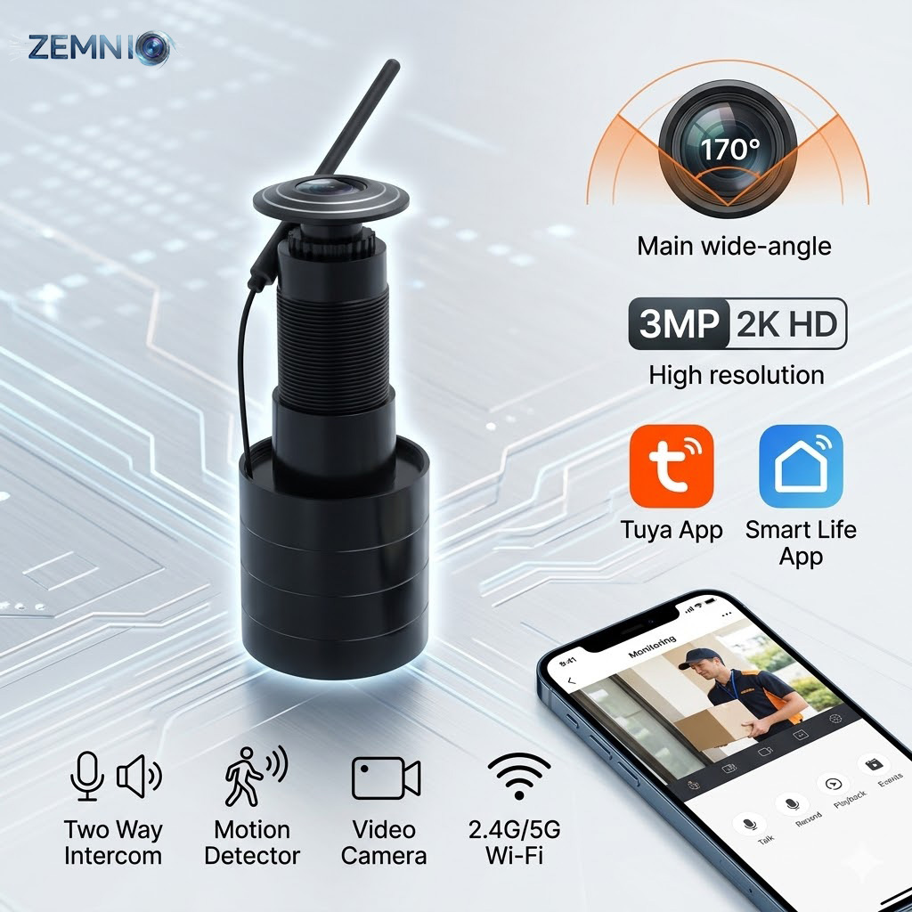 Smart Doorbell Wired - كاميرا ZEMNIO 2K 3MP الذكية لفتحة